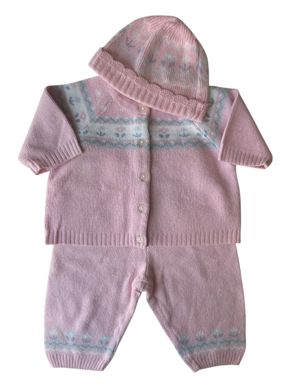 Vintage 90s Fair Isle Baby Outfit
